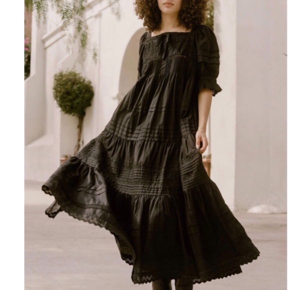 Christy Dawn Shaina Dress, black silk/cotton, M, NWT - Picture 3 of 12